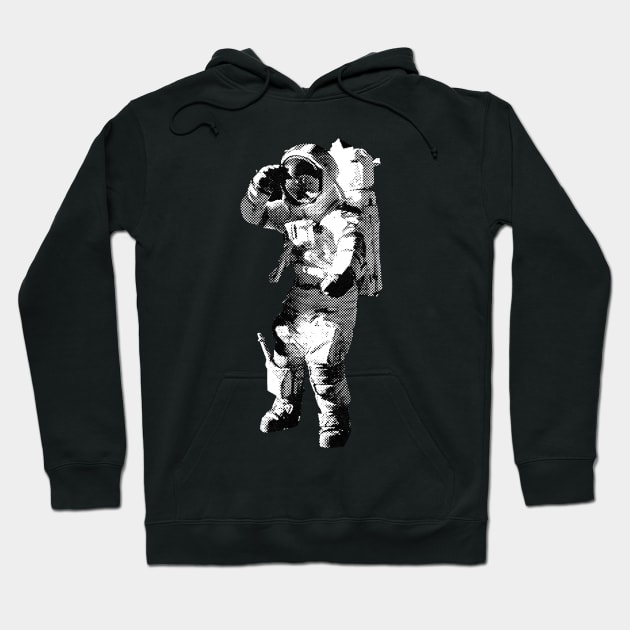 Astronaut Looking Black and White Halftone Pop Art Style Hoodie by jiromie